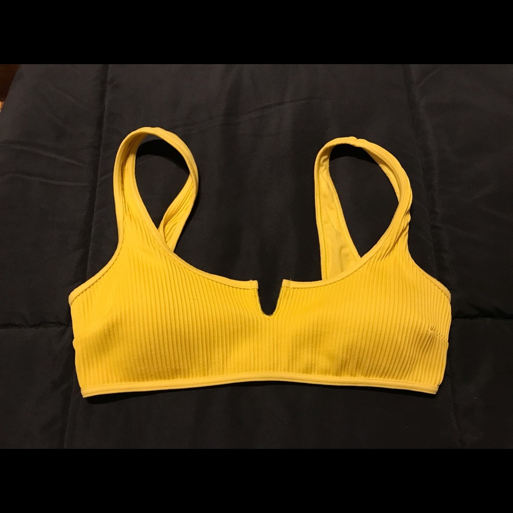 Hollister Yellow Ribbed Bikini Top